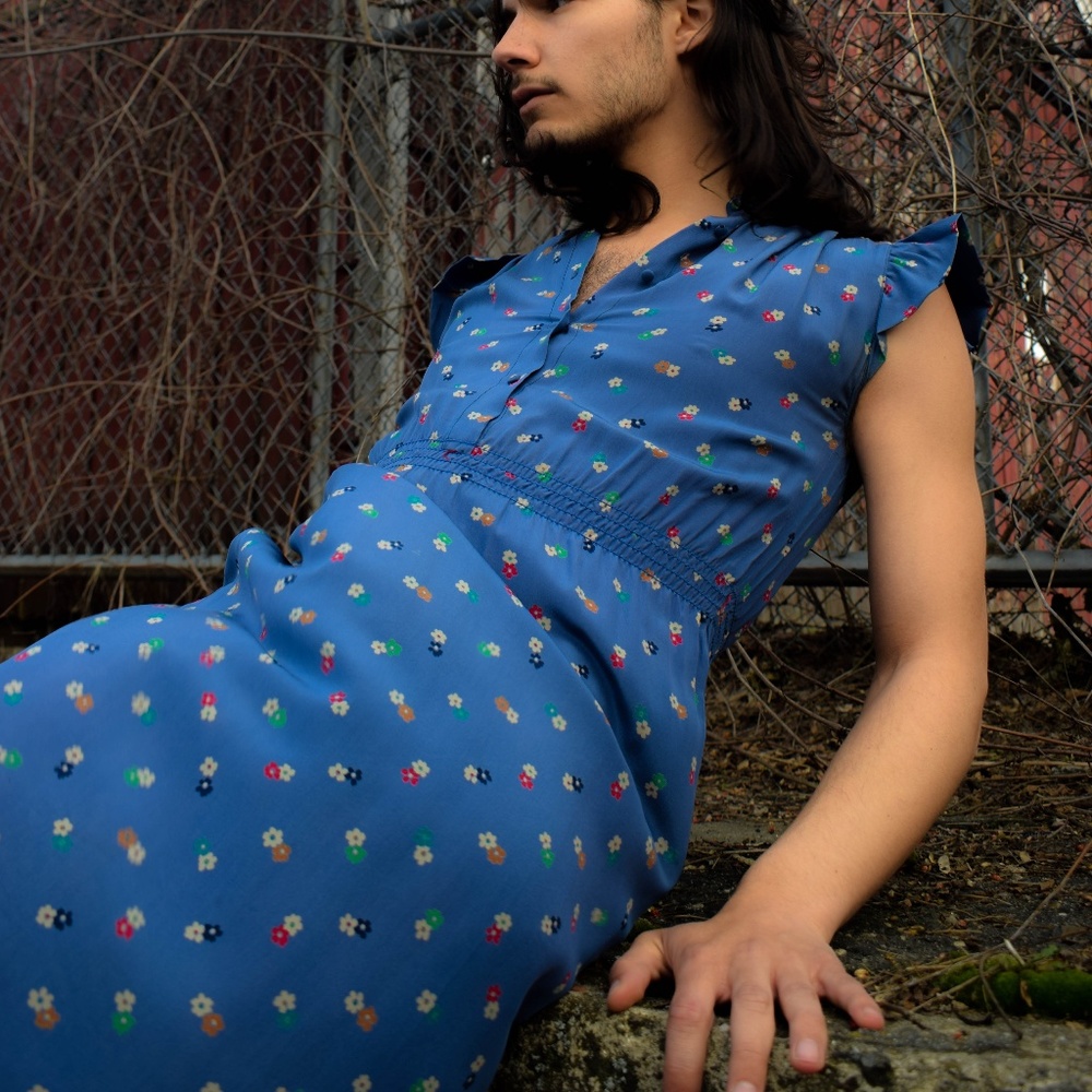 Blue Adrianna Papell Dress - Size S (Vintage)